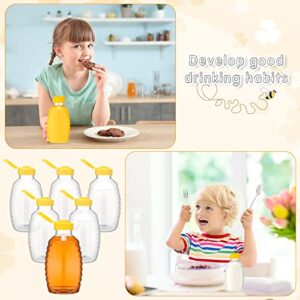 24 Pcs 16 oz Clear Plastic Honey Bottles Plastic Skep Style Jar Honey Squeeze Bottle Empty Refillable Honey Dispenser with Flip Top Lids Leak Proof Honey Containers Holders for Storing and Dispensing