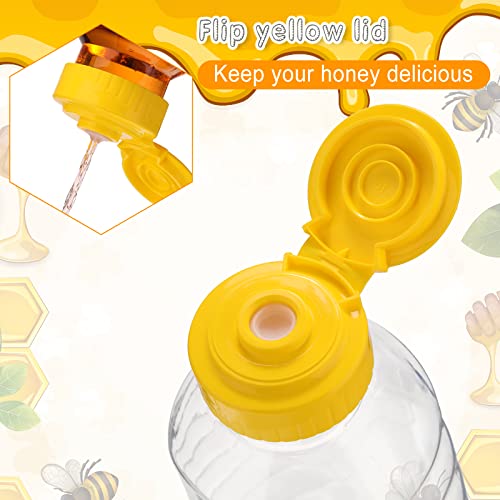 24 Pcs 16 oz Clear Plastic Honey Bottles Plastic Skep Style Jar Honey Squeeze Bottle Empty Refillable Honey Dispenser with Flip Top Lids Leak Proof Honey Containers Holders for Storing and Dispensing