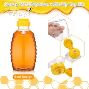 24 Pcs 16 oz Clear Plastic Honey Bottles Plastic Skep Style Jar Honey Squeeze Bottle Empty Refillable Honey Dispenser with Flip Top Lids Leak Proof Honey Containers Holders for Storing and Dispensing