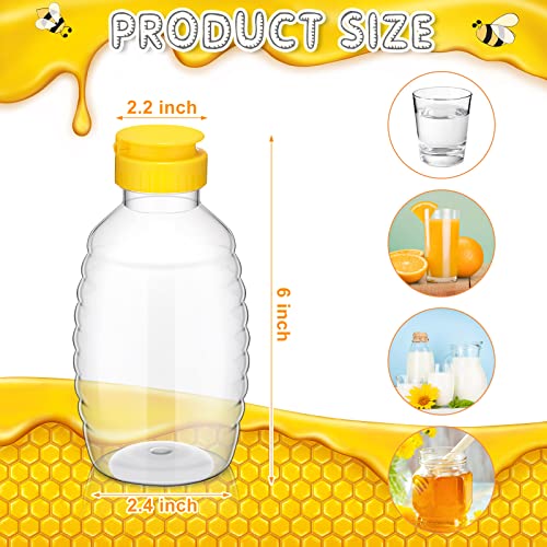 24 Pcs 16 oz Clear Plastic Honey Bottles Plastic Skep Style Jar Honey Squeeze Bottle Empty Refillable Honey Dispenser with Flip Top Lids Leak Proof Honey Containers Holders for Storing and Dispensing