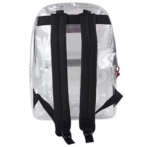 Trail maker Clear Backpack With Reinforced Straps & Front Accessory Pocket - Perfect for School, Security, & Sporting Events (Black) Medium