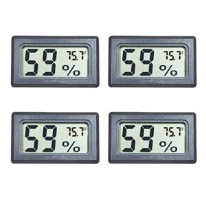 veanic 4-pack mini digital electronic temperature humidity meters gauge indoor thermometer hygrometer lcd display fahrenheit (℉) for humidors, greenhouse, garden, cellar, fridge, closet