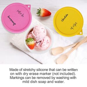 SOPHICO Ice Cream Pint Containers with Silicone Lids, Freezer Food Storage Tubs for Homemade IceCream, Meal Prep, Yogurt and Soup, Airtight & Dishwasher Safe (MEDIUM, 4 Pack)