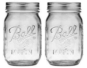 ball 389579 pint regular mouth mason, 2 count (pack of 1), clear