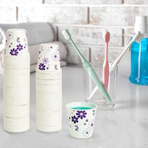 [300 Pack]3oz Disposable Bathroom Cups, Paper Cups, Mouthwash Cups, Cold Disposable Drinking Cup for Party, Picnic, BBQ, Travel, and Event, Purple Floral