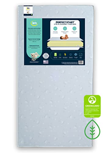 Serta Perfect Start Dual Sided Baby Crib Mattress & Toddler Mattress - Waterproof - Hypoallergenic - Premium Sustainably Sourced Fiber Core  GREENGUARD Gold Certified – 7 Year Warranty - Made in USA