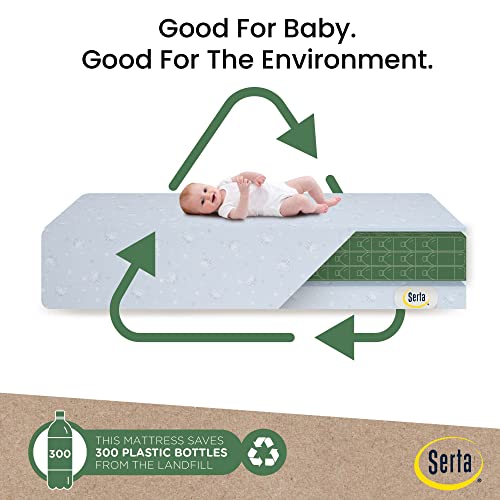 Serta Perfect Start Dual Sided Baby Crib Mattress & Toddler Mattress - Waterproof - Hypoallergenic - Premium Sustainably Sourced Fiber Core  GREENGUARD Gold Certified – 7 Year Warranty - Made in USA