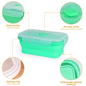 Vech Collapsible Food Storage Container, Set of 4 Silicone Leftover Meal Box for Kitchen, BPA Free Meal Prep Container Bento Lunch Boxes, Microwave Safe. Foldable Thin Bin Design Saves Your Space