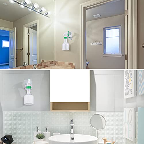 16 Pcs Spray Bottle Holder Wall Mount Spray Bottle Hanger White Adhesive Bottle Hooks for Cabinet Plastic Spray Bottle Rack Organizer to Create Storage Space for Home Kitchen Bathroom Sink Cleaner