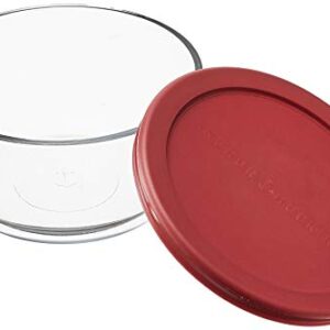 Anchor Hocking 8-Piece 4-Cup Round Clear glass Food Storage Containers with Red Plastic Lid, Set of 4 -
