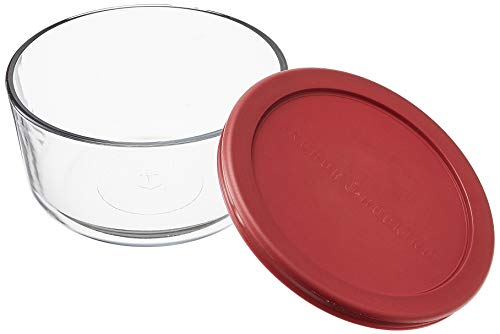 Anchor Hocking 8-Piece 4-Cup Round Clear glass Food Storage Containers with Red Plastic Lid, Set of 4 -