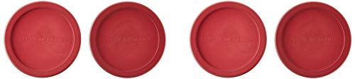 Anchor Hocking 8-Piece 4-Cup Round Clear glass Food Storage Containers with Red Plastic Lid, Set of 4 -