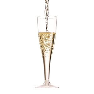 Munfix 100 Pack Plastic Champagne Flutes 5 Oz Clear Plastic Toasting Glasses Disposable Wedding Thanksgiving Party Cocktail Cups