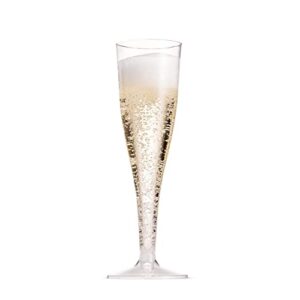 Munfix 100 Pack Plastic Champagne Flutes 5 Oz Clear Plastic Toasting Glasses Disposable Wedding Thanksgiving Party Cocktail Cups