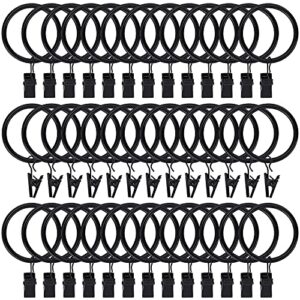 40pcs curtain rings with clips hooks 1.5 inch rustproof matte metal stainless steel drapery rings for tension rod bracket eyelets decorative hangers, vintage black (1.5″ interior diameter)