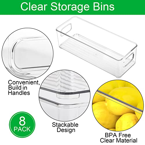 Tiawudi Plastic Storage Bins, Stackable Organizer Bins, Ideal Closet Organizer, Pantry Organization, Home Organization, Fridge Organizer, Cabinet Organizer, 8 Pack, Small