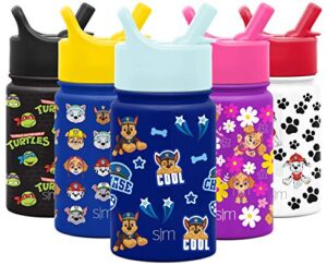 simple modern paw patrol kids water bottle with straw insulated stainless steel toddler cup for boys, girls, school | summit collection | 10oz, chase on the case