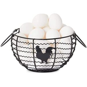 wire egg collecting basket, farmhouse kitchen organizer (black, 8.2 x 8.2 x 4.9 in)