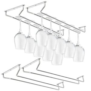 cuke2beet 15.7 inch stainless steel wine glasses rack under cabinet stemware rack, wine glass hanger rack wire wine glass holder storage hanger for cabinet kitchen bar (4)