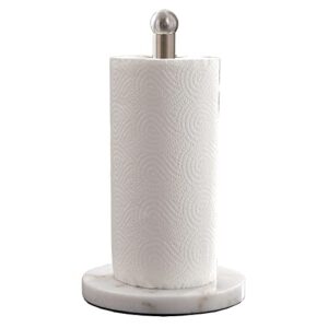 paper towel holder with sturdy marble base, free standing paper towel holder countertop, one-handed use, no wobbly (brushed nickel)