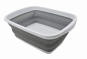 sammart 10l (2.6 gallons) collapsible tub – foldable dish tub – portable washing basin – space saving plastic washtub (white/grey, 1)