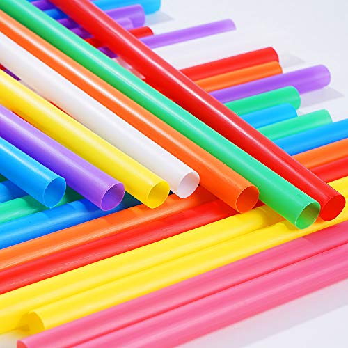 200 PCS Jumbo Smoothie Straws, Colorful Disposable Plastic Large Wide-mouthed Milkshake Straw (0.43" Diameter and 8.2" long)