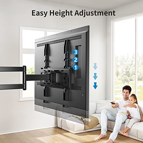 Pipishell Full Motion TV Wall Mount for Most 26-60 inch Flat & Curved TVs up to 77 lbs, Single Articulating Arm, Adjustable Bracket Height, Extension, Max VESA 400x400mm, PIMF9