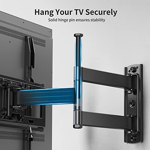 Pipishell Full Motion TV Wall Mount for Most 26-60 inch Flat & Curved TVs up to 77 lbs, Single Articulating Arm, Adjustable Bracket Height, Extension, Max VESA 400x400mm, PIMF9