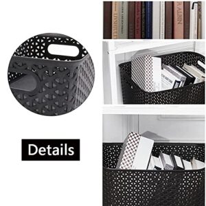 2 Pcs Plastic Storage Baskets,Pantry Organization and Storage Bins,Household Organizers Open Storage Bins for Kitchen,Bathroom,Shelves,Closet,Black