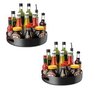 lazy susan turntable organizer – 12″ ultra sturdy metal condiment organizers for table cabinet pantry kitchen refrigerator, black, pack of 2