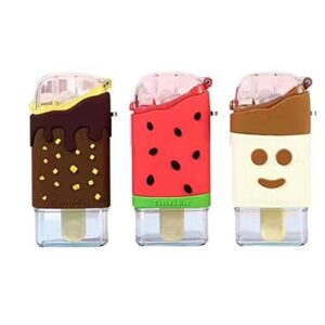 cute water bottle for kids, unique ice cream shape water cup, kawaii popsicle shaped plastic kettle with straw, adjustable shoulder strap, bpa free, leakproof, 10oz, watermelon