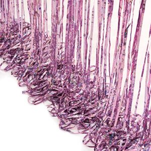 Pink Tinsel Curtain Party Backdrop - GREATRIL Glitter Foil Fringe Curtain Lilac Pink Party Decor Streamers for Birthday Girl Princess Bachelorette Euphoria Theme Party Decorations - 2 Packs