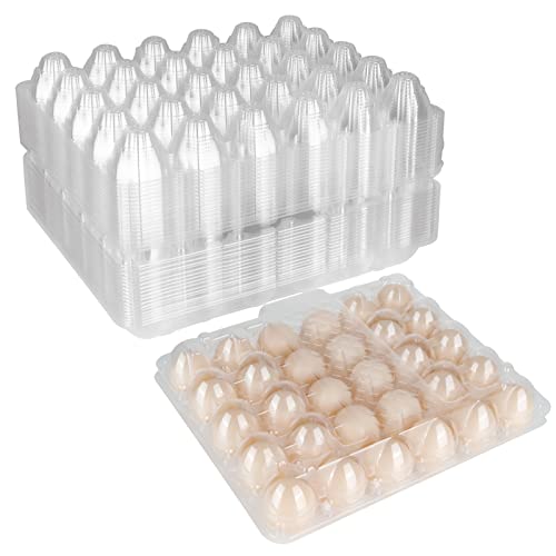 DAJAVE Plastic Egg Cartons Bulk, 20 Pack Clear Plastic Egg Carton Holds Up to 30 Eggs, Reusable Plastic Egg Holder for Family, Pasture, Farm Markets Display(Large)