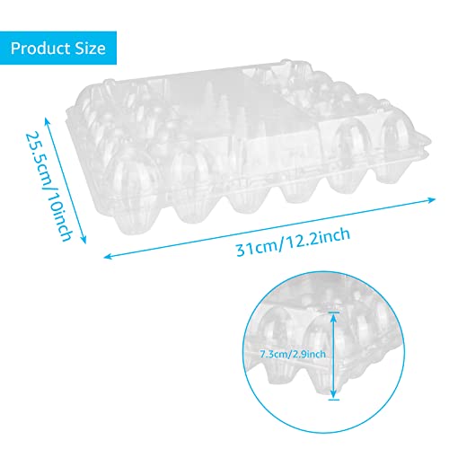 DAJAVE Plastic Egg Cartons Bulk, 20 Pack Clear Plastic Egg Carton Holds Up to 30 Eggs, Reusable Plastic Egg Holder for Family, Pasture, Farm Markets Display(Large)