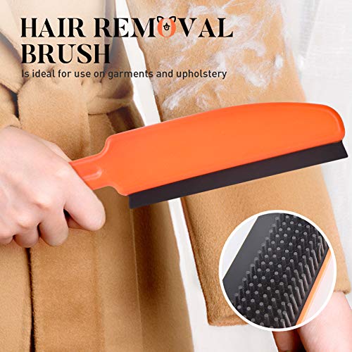 Conliwell Rubber Broom Carpet Rake for Pet Hair Remover, Fur Remover Broom with Squeegee, Portable Detailing Lint Remover Brush, Pet Hair Removal Tool for Fluff Carpet, Hardwood Floor, Tile, Window