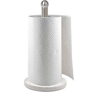 paper towel holder heavy marble base, free standing paper towel holder countertop for kitchen, paper towel dispenser with weighted base, brushed nickel pole