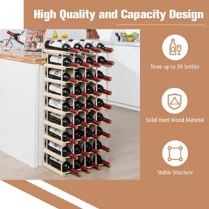 Giantex 36-Bottle Wine Rack Freestanding Floor - Wooden 5-Tier Stackable Wine Storage Shelves, Wine Racks Countertop for Pantry, Cabinet, Small Place