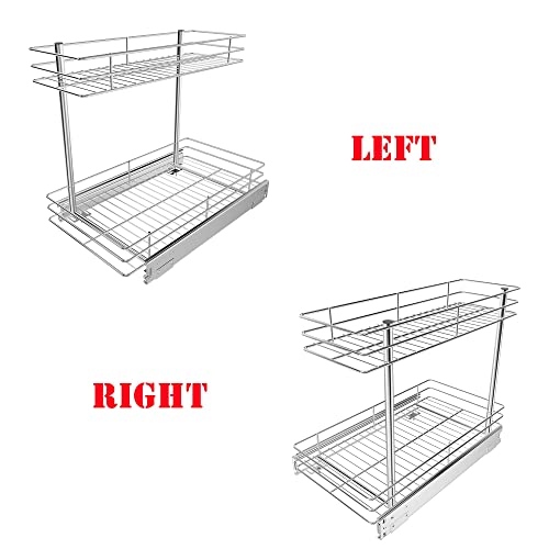 HOSUN Pull Out Under Sink Cabinet Organizer, 2 Tier Slide Wire Shelf Basket- 10.43W x 17.32D x 14.56H - Request at Least 12 inch Cabinet Opening, Perfect For Kitchen/vanity Under Sink Storage