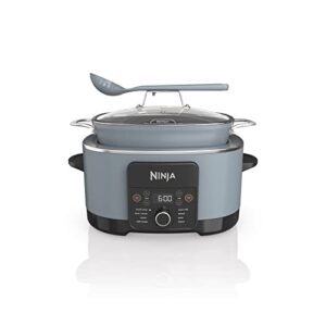 ninja mc1001 foodi possiblecooker pro 8.5 quart multi-cooker, with 8-in-1 slow cooker, dutch oven, steamer & more, glass lid & integrated spoon, nonstick, oven safe pot to 500°f, sea salt gray