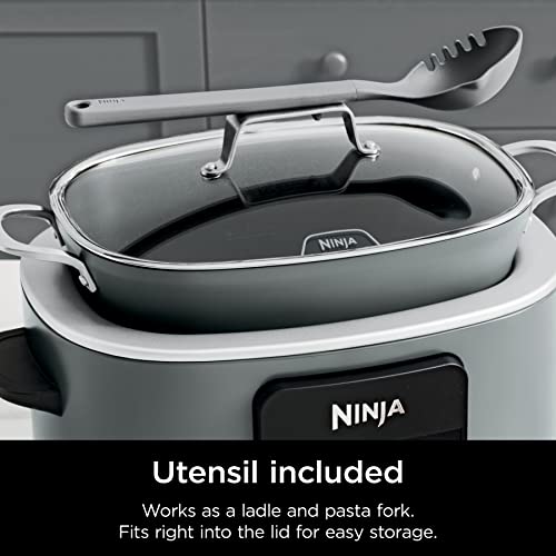 Ninja MC1001 Foodi PossibleCooker PRO 8.5 Quart Multi-Cooker, with 8-in-1 Slow Cooker, Dutch Oven, Steamer & More, Glass Lid & Integrated Spoon, Nonstick, Oven Safe Pot to 500°F, Sea Salt Gray