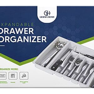 Expandable Utensil Drawer Organizer - Modern Cutlery Organizer in Drawer with Dividers - 8 Compartments Kitchen Silverware Drawer Organizer Tray for Utensils and Flatware