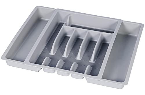 Expandable Utensil Drawer Organizer - Modern Cutlery Organizer in Drawer with Dividers - 8 Compartments Kitchen Silverware Drawer Organizer Tray for Utensils and Flatware