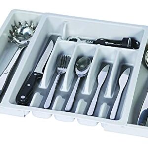 Expandable Utensil Drawer Organizer - Modern Cutlery Organizer in Drawer with Dividers - 8 Compartments Kitchen Silverware Drawer Organizer Tray for Utensils and Flatware