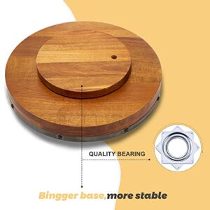 12 Inch Acacia Wood Lazy Susan Turntable for Table, Kitchen Turntable Organizer, 360 Degree Decorative Turntable for Countertop Cabinet or Centerpieces