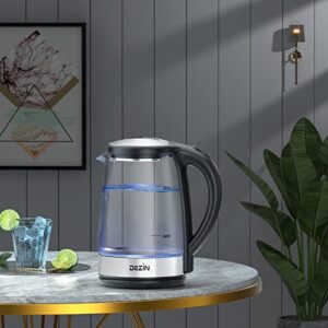 Dezin Electric Kettle, BPA Free Glass Electric Tea Kettle, 304 Stainless Steel Hot Water Kettle Warmer 1.8L with Fast Boil, Auto Shut-Off Boil Dry Protection Tech for Coffee, Tea