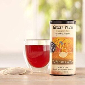 The Republic of Tea Ginger Peach Black Tea, Caffeinated, 50 Count