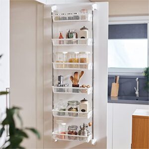 homebuddy over the door pantry organizer – 6 basket over door pantry organizer, sturdy over the door spice rack with 3 sets of padded hooks – hanging spice rack for pantry door, behind door storage