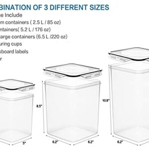 VERONES Large Tall Airtight Food Storage Containers, 10 PACK Plastic Airtight Kitchen & Pantry Organization, Ideal for Flour & Sugar - BPA-Free Plastic Canisters with Labels