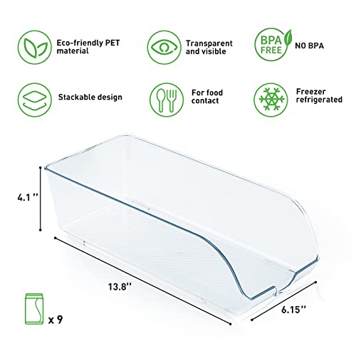 Joyswaet Refrigerator Organizer Bins Soda Can 0rganizer for Refrigerator Clear Refrigerator Organizer Bins Drink Holder Storage & Dispenser Bin for Pantry Fridge Freezer Cabinets Cupboard Kitchen