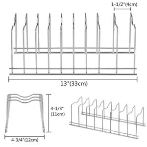 SANNO Pot Pan Lid Holder Rack Organizer Kitchen Organizer Drawer Plate Organizer Pot Lids, Storage Cutting Boards, Bakeware, Serving Trays, Reusable Containers in Cabinet Pantry , Stainless Steel